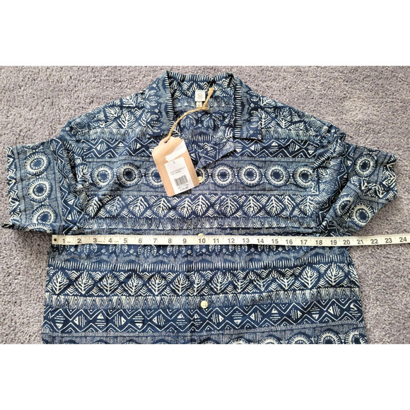 True Craft Men's Small Resort Vacation Hawaiian Cotton Button Down Shirt Blue - Picture 6 of 8